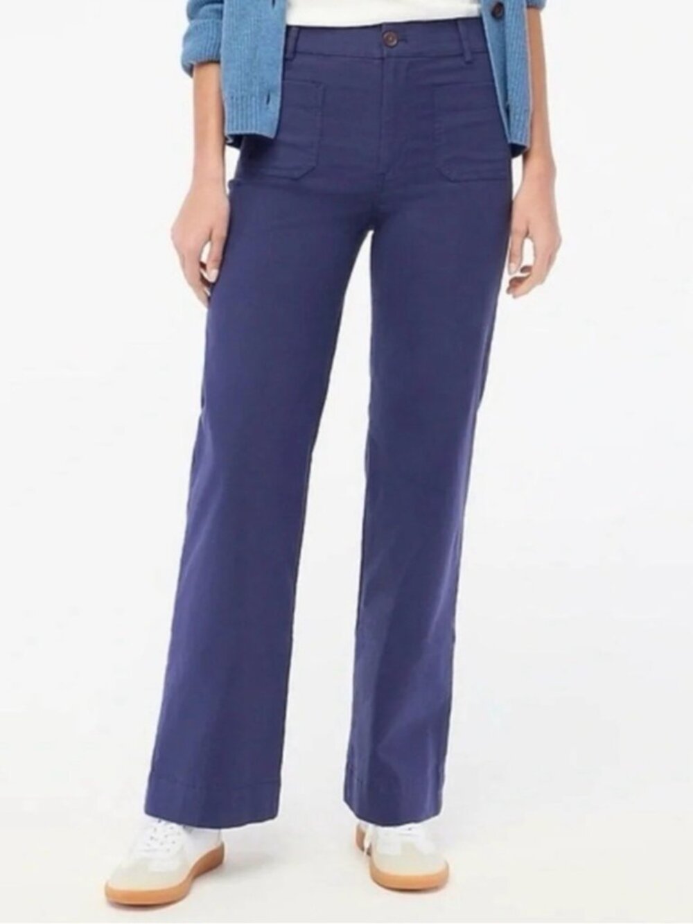 J.Crew Lizzie High Rise Wide Leg Pants Women’s Blue Linen Blend